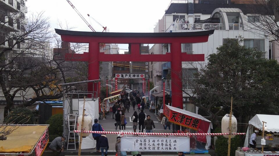 亀戸天神の初詣の屋台